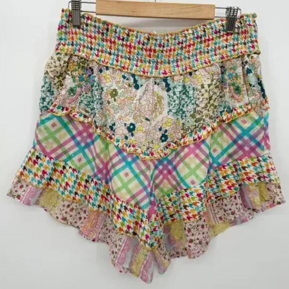 Anthropologie Barok Paris Womens Island Passage High Rise Patchwork Shorts -Sz L - Picture 3 of 8